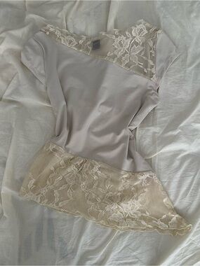 SHEIN Lace-Trim Women's Top in Cream